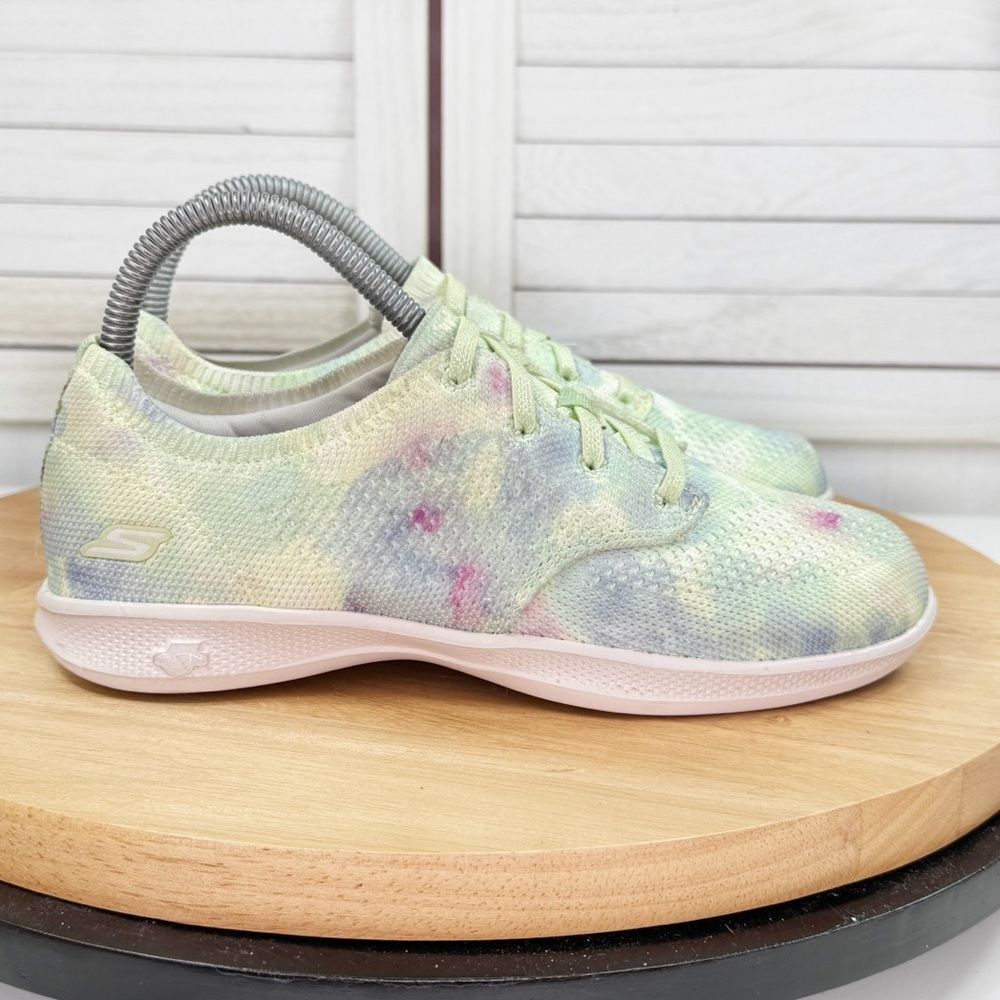 Skechers Go Step Light Washable Knit Tie Dye Slip On Sneakers Mint Green Women 6